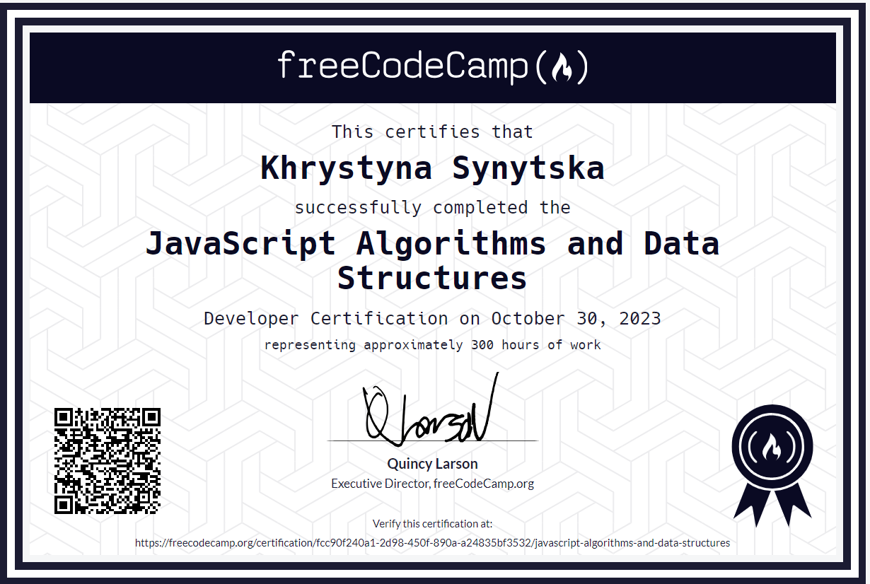 Freecodecamp certificate